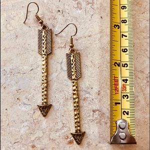 LONG GOLD ARROW EARRINGS 3”